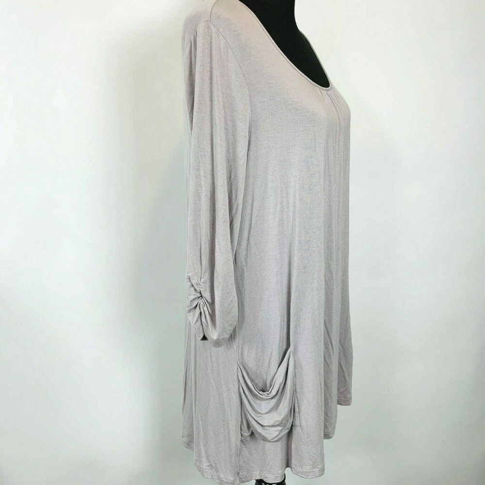 LOGO by Lori Goldstein Light Taupe Scoop Neck Tunic